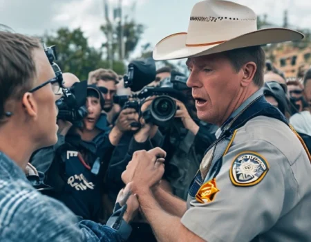 Angry sheriff brutally humbles CNN reporter during tense press conference outside County Sheriff's Office, demonstrating professional authority versus media questioning.