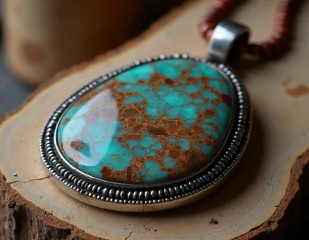 Loren Thomas Begay wild horse magnasite pendant showcasing intricate Navajo silverwork and unique stone patterns.