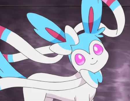 Miette's shiny Sylveon and shiny Sylveon pokemon sword - rare pale yellow Eeveelution